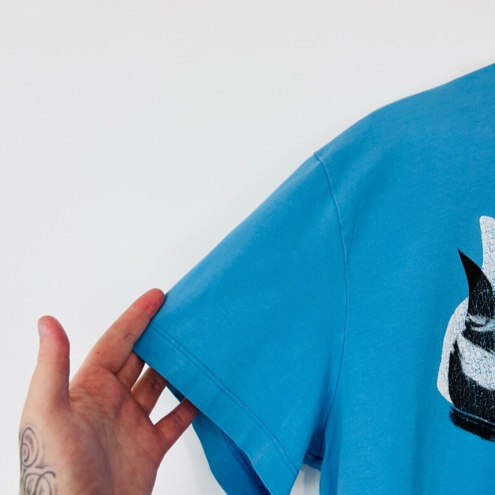 Love Moschino Blue Boot Graphic Logo Short Sleeve Classic T Shirt UK XXXL - Picture 7 of 12